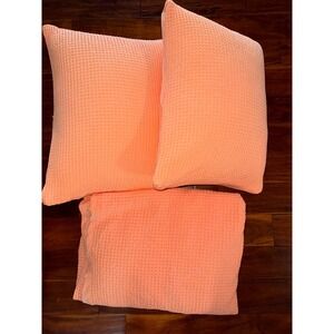 BedSure Waffle Knit Queen Duvet and Pillows Set‎ Coral Peach Cozy Soft